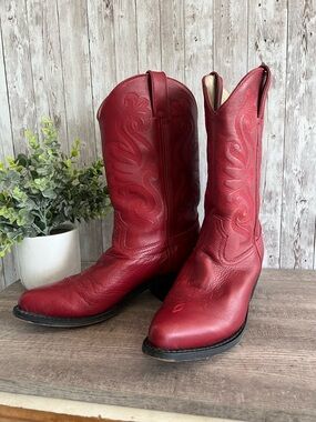 Durango Red Leather Cowboy Boots RD4105 Western Womens Size 9.5